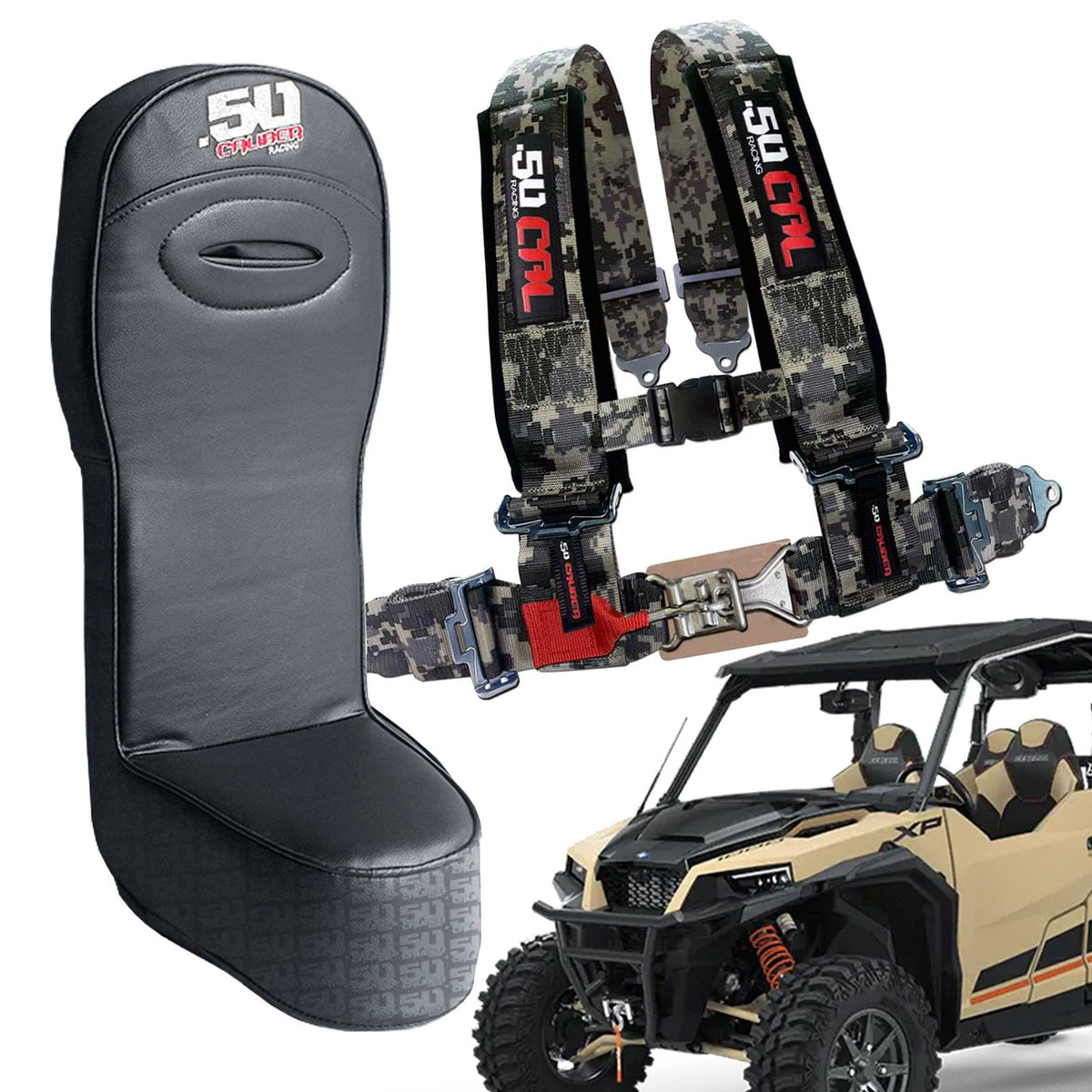 Carbon Camo | Polaris General Rear Bump Seat with Racing Latch Style Harness - Camouflage Straps