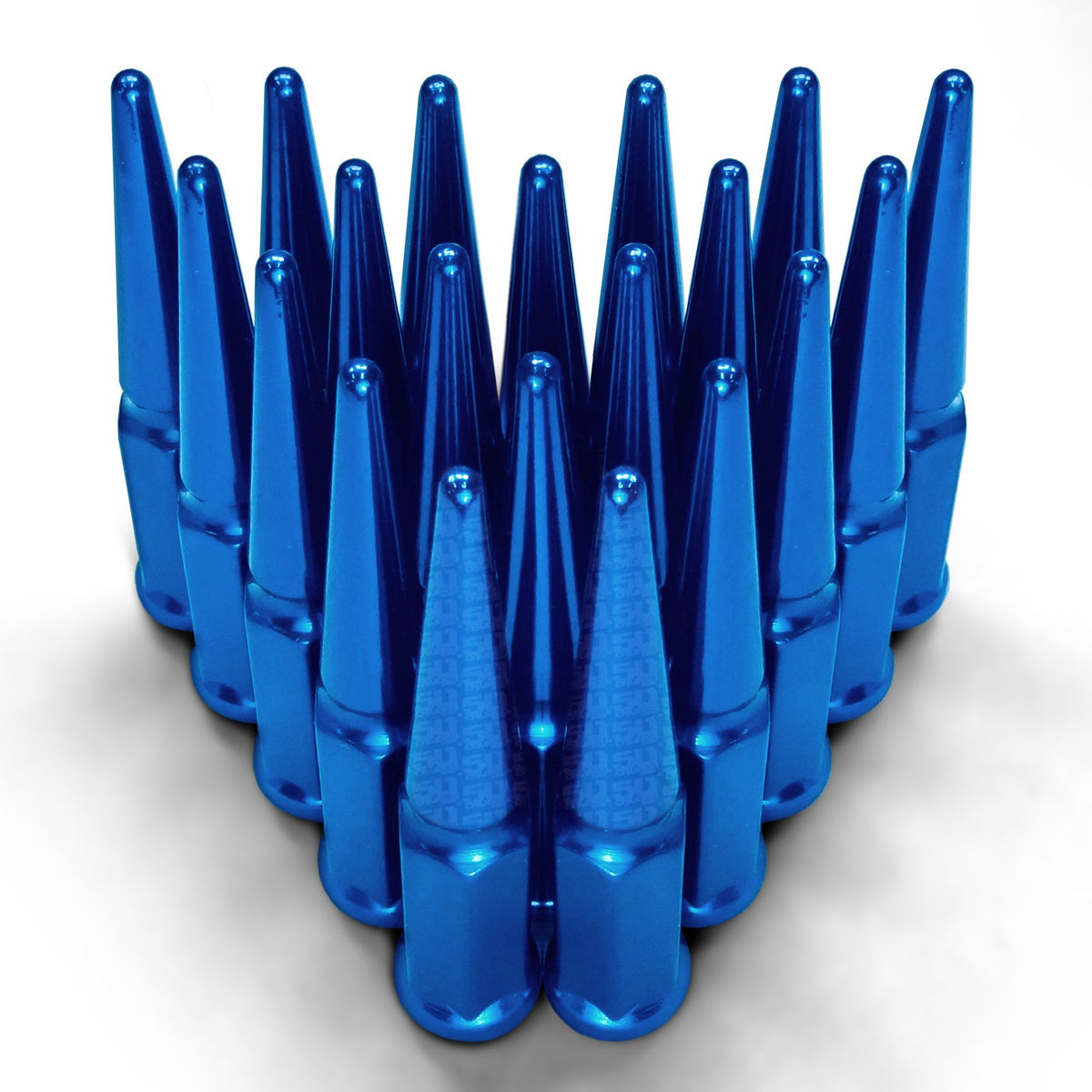 Blue | PRO R , TURBO R, PRO S Spike Lug Nuts - 50 Caliber Racing - Pack of  20 with Extended Socket Key - Blue