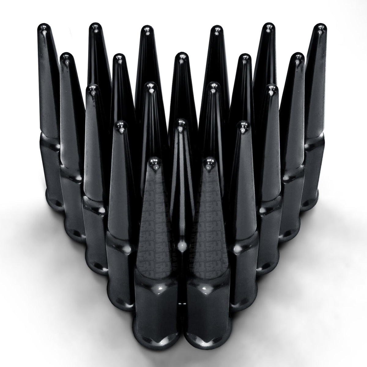 Black | PRO R , TURBO R, PRO S Spike Lug Nuts - 50 Caliber Racing - Pack of  20 with Extended Socket Key - Black