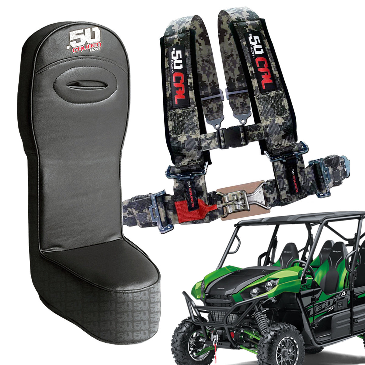 Carbon Camo | Teryx4 Bump Seat & 4 Point Harness Racing Latch Style - Camo Straps