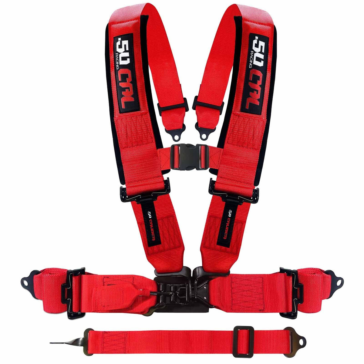 Rage Red | Red SFI 16.1 certified 5-point racing harness with ultra-kush padded shoulders