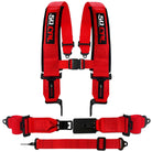 Rage Red | Red  SFI 16.1 approved 5-point harness unlatched to show quick-release latch and padding