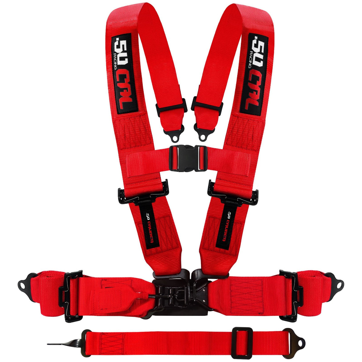 Rage Red | Red SFI 16.1 5-point racing harness with standard racing webbing and secure latch system