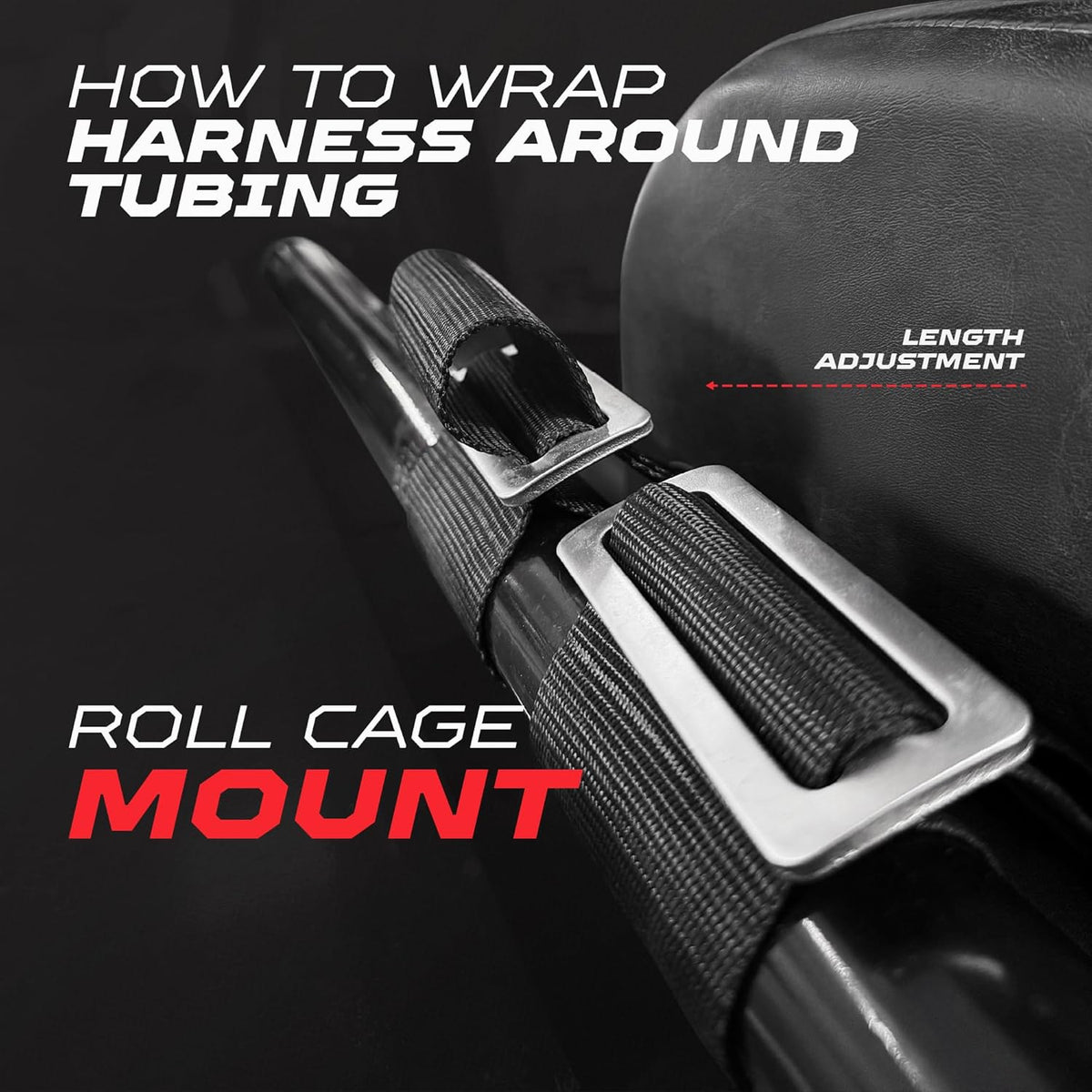 Versatile mounting: wrap around roll cage bar, or bolt-in if your cage has tabs