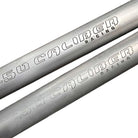 Raw Silver | can-am x3 billet radius rods raw silver (no finish) with cnc-engraved 50 caliber racing logo closeup
