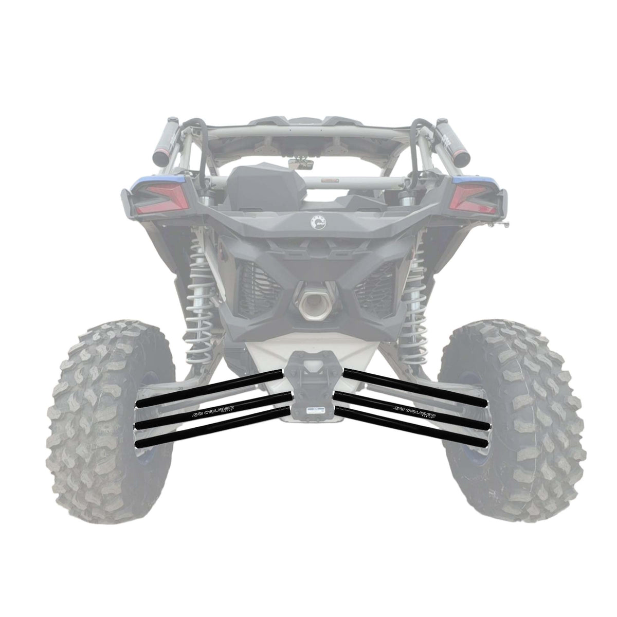 Black | can-am maverick x3 rear view with black 5/8" chromoly heim joint installed
