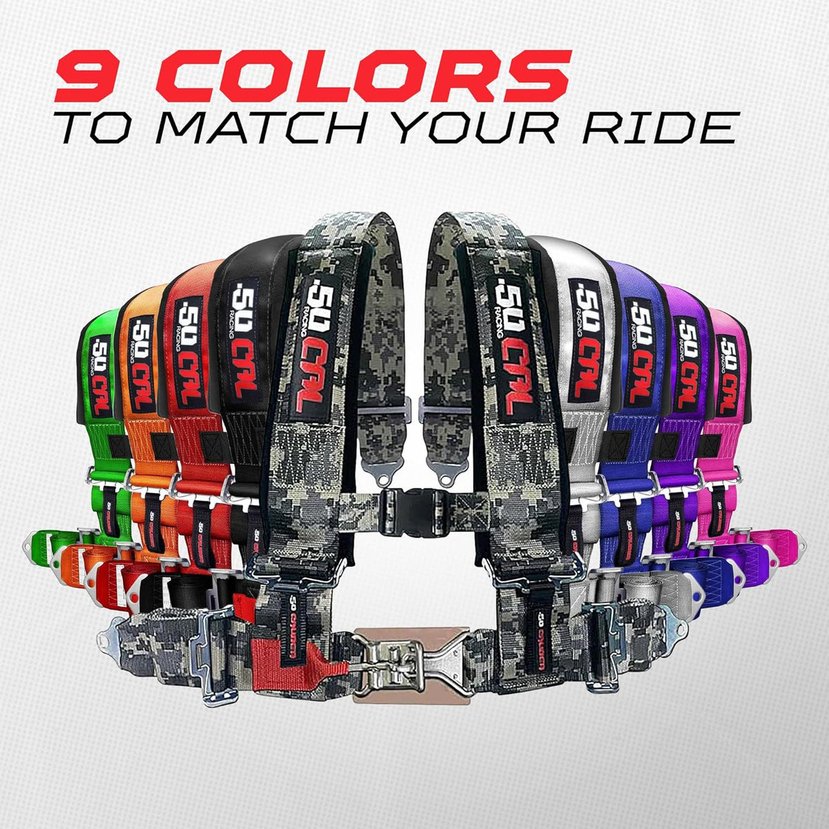 50 Caliber Racing Pro Series Race Latch harnesses - Available in 9 Colors to match your ride
