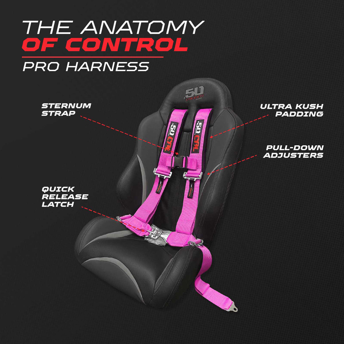Rogue Pink | Anatomy of Control: padded shoulders, sternum strap, glove-friendly adjusters, latch quick release, Pink webbing