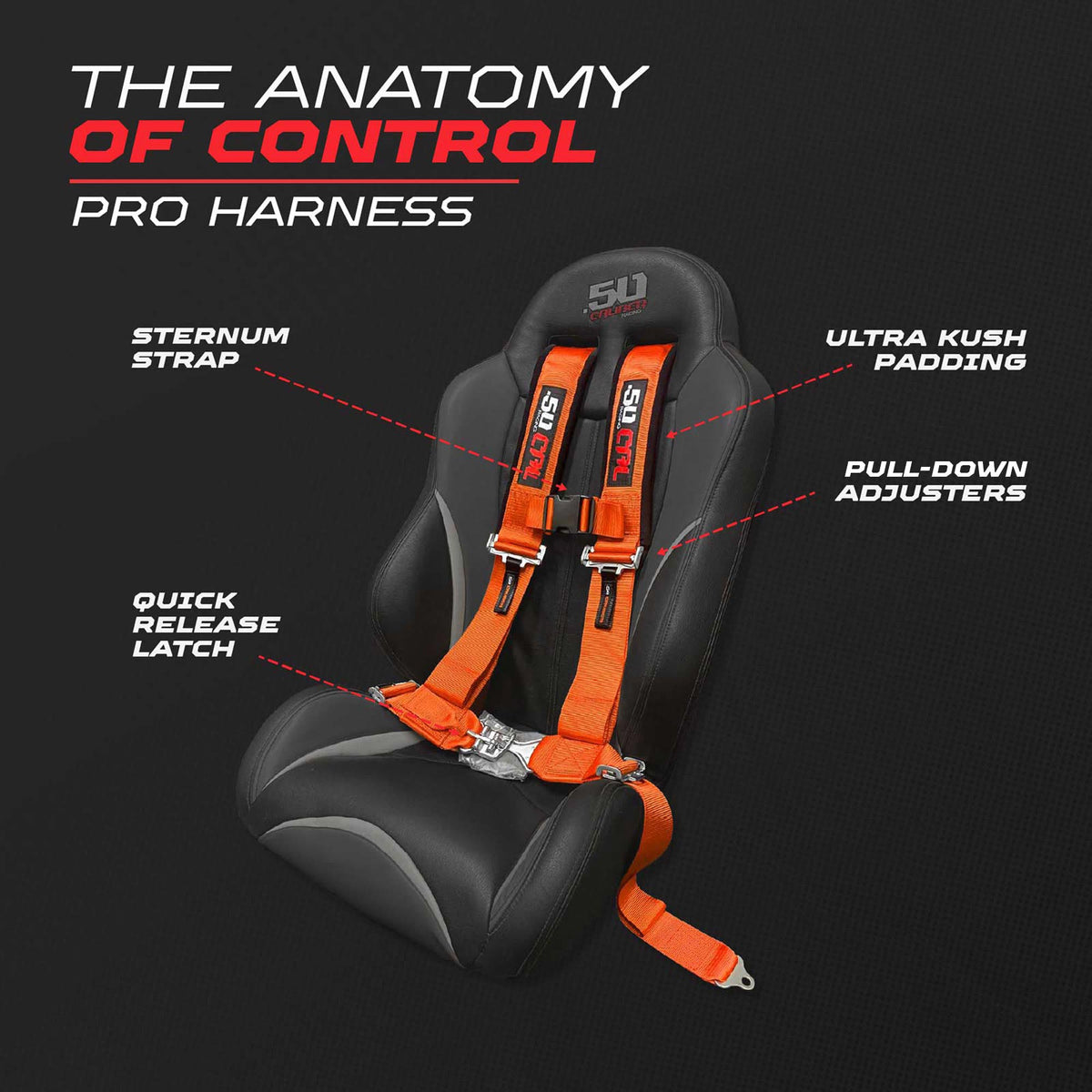 Blaze Orange | Anatomy of Control: padded shoulders, sternum strap, glove-friendly adjusters, latch quick release, Orange webbing
