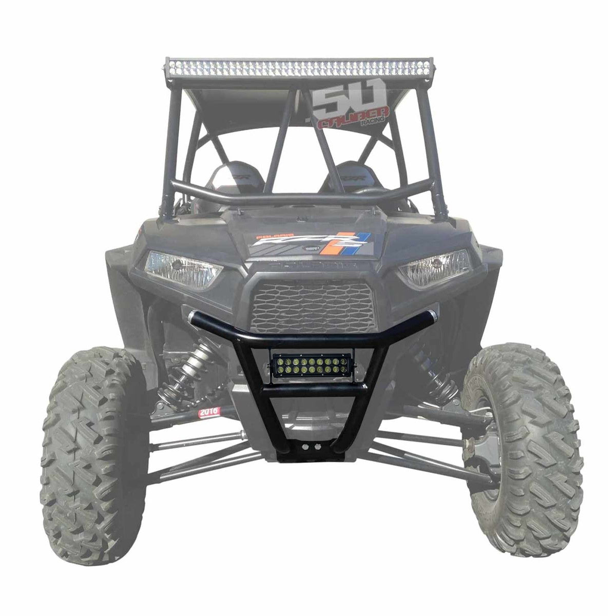 Black | Custom Tubular Front Bumper for Polaris RZR XP1000 with Light Bar Tabs and Powdercoat Finish