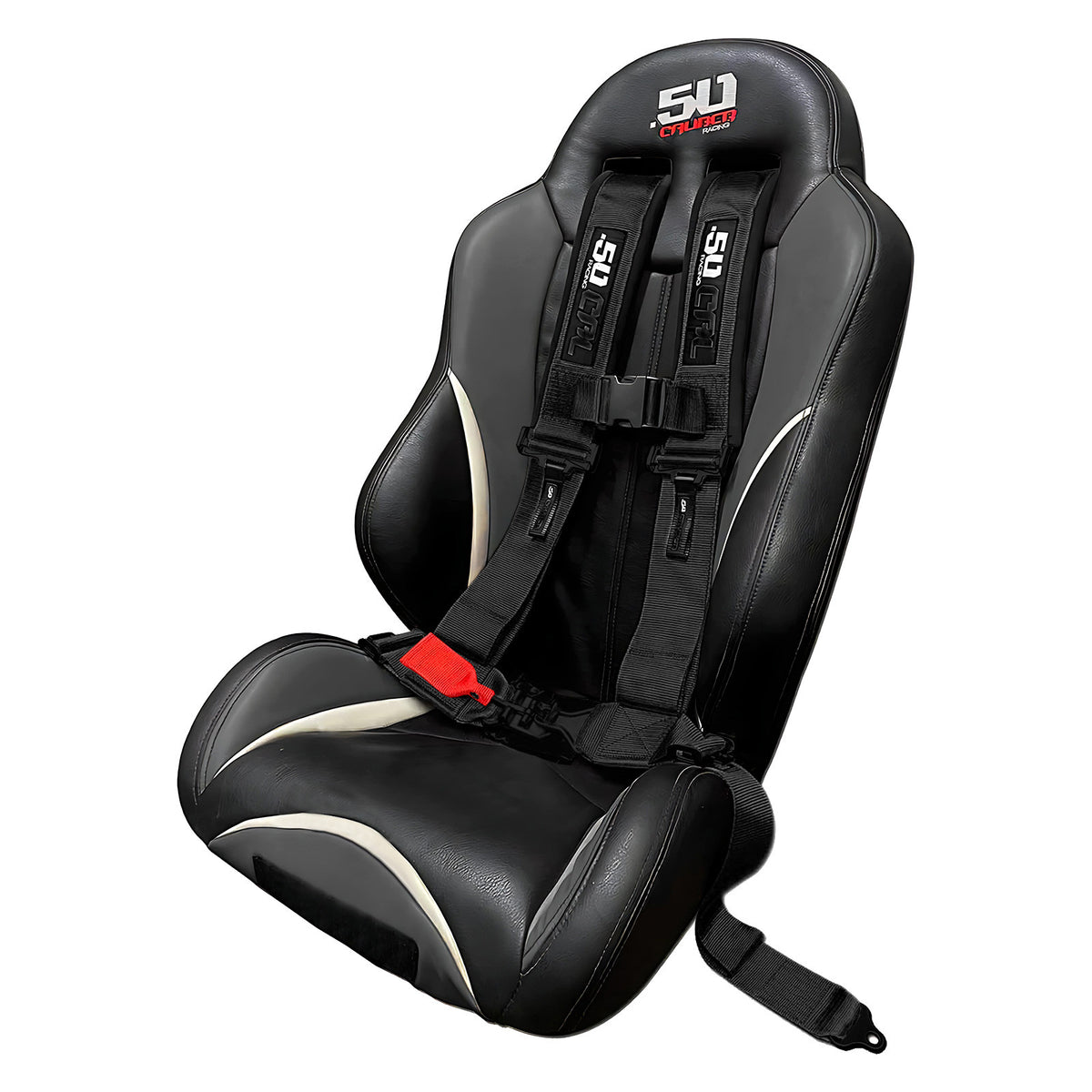Stealth Black | 50 Caliber Racing  Elite Series 4-Point UTV Harness Installed on Bucket Seat - Stealth Black