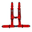 Rage Red | Red | 50 Caliber Racing Red 4-Point Harness – with push-button quick release laid out flat