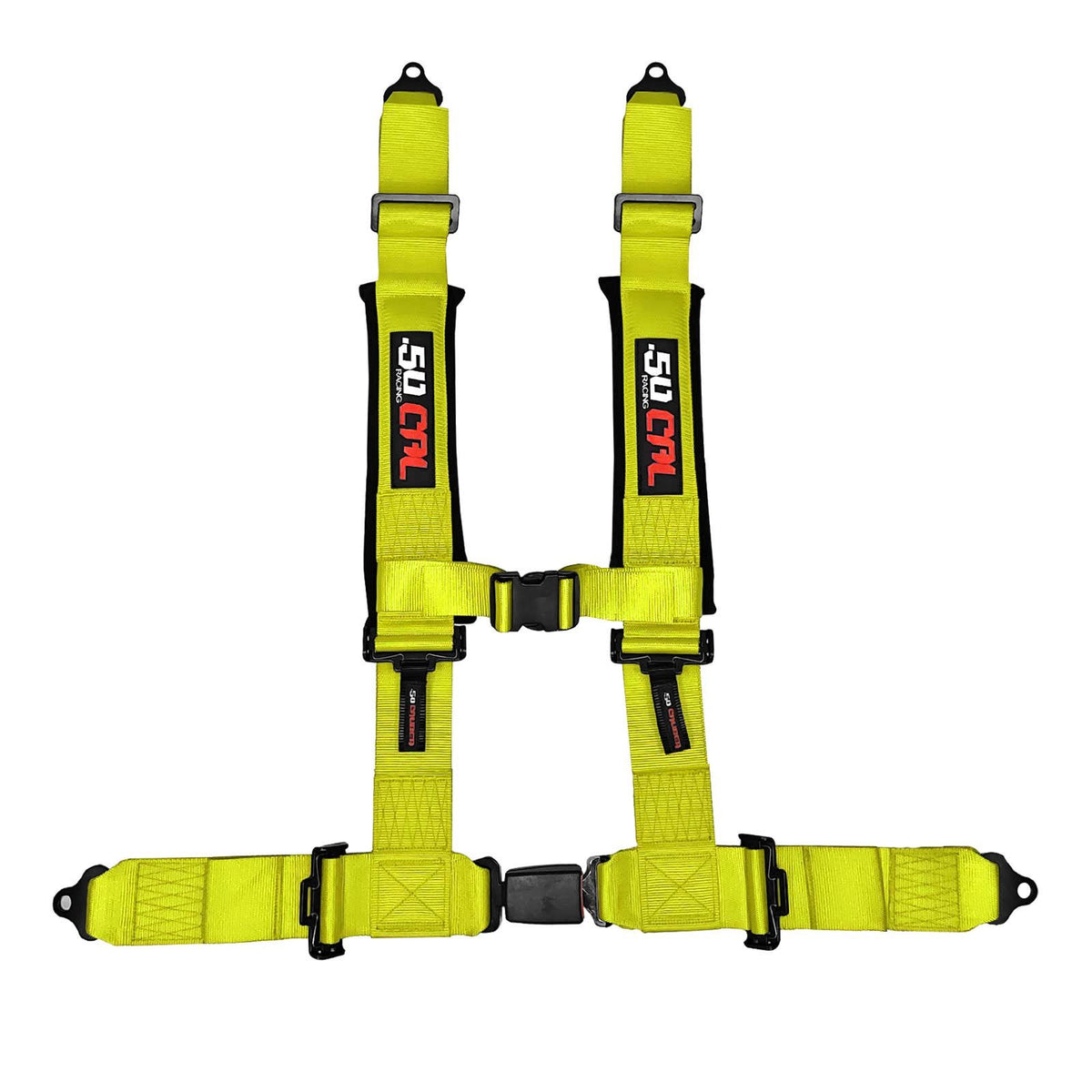 Highlighter Yellow | Yellow | 50 Caliber Racing Pro Series 4-point UTV harness product view Yellow