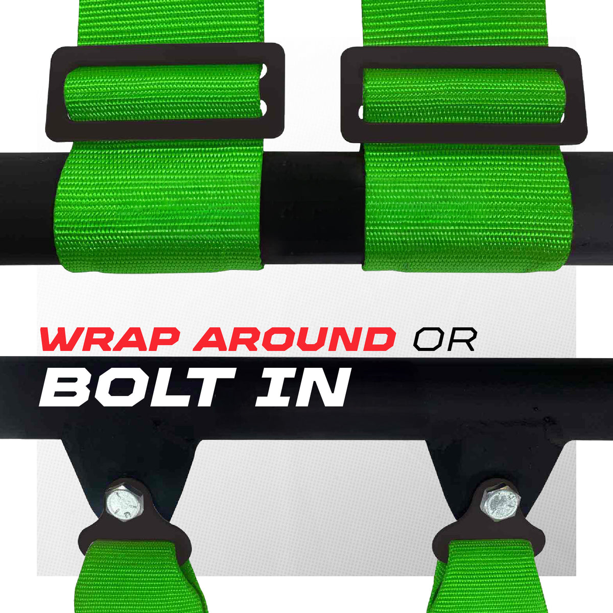 Venom Green | Green | Pro Series UTV harness shoulder strap mounting options wrap-around or bolt-in Green