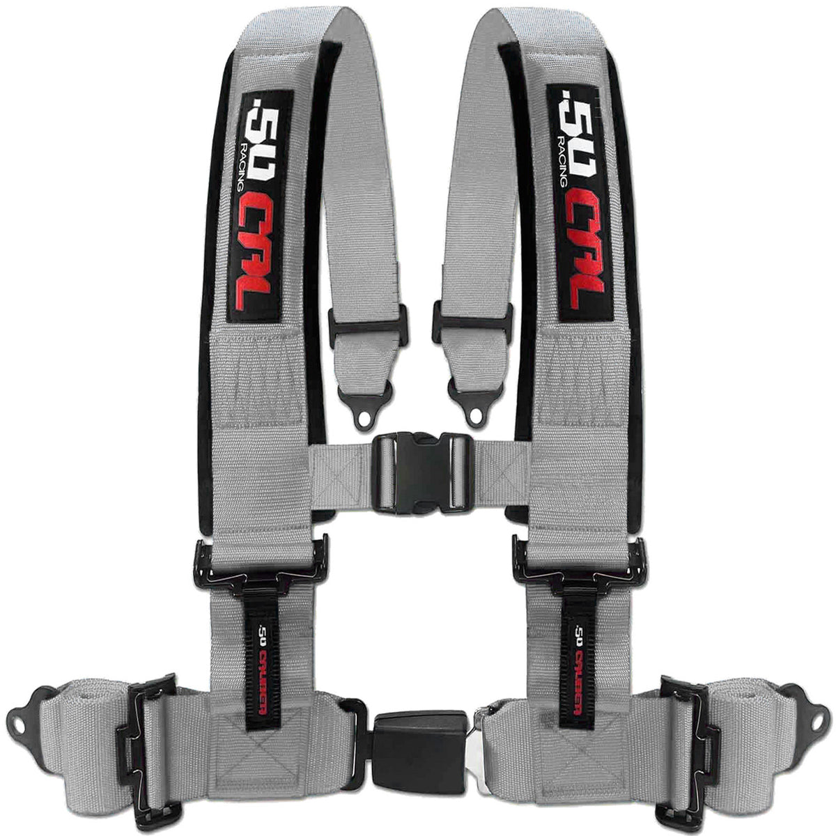 Ghost Gray | Silver | 50 Caliber Racing Pro Series 2-inch 4-point UTV harness with Quick Lock push-button buckle in Silver