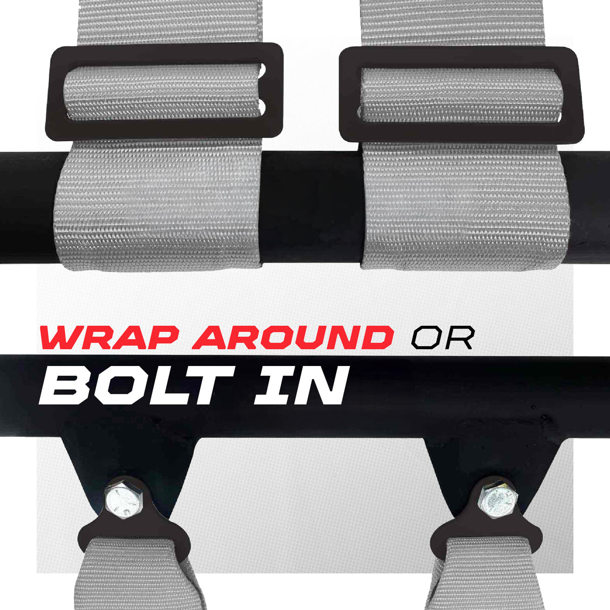Ghost Gray | Silver | Pro Series UTV harness shoulder strap mounting options wrap-around or bolt-in Silver