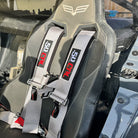 Ghost Gray | Silver | 50 Caliber Racing Pro Series 4-point UTV harness installed on UTV seat Silver