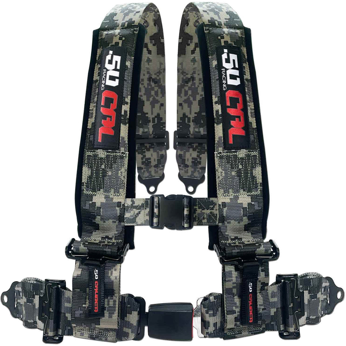 Carbon Camo | Digital Camo | 50 Caliber Racing Pro Series 4-point UTV harness with Quick Lock push-button buckle in Camo