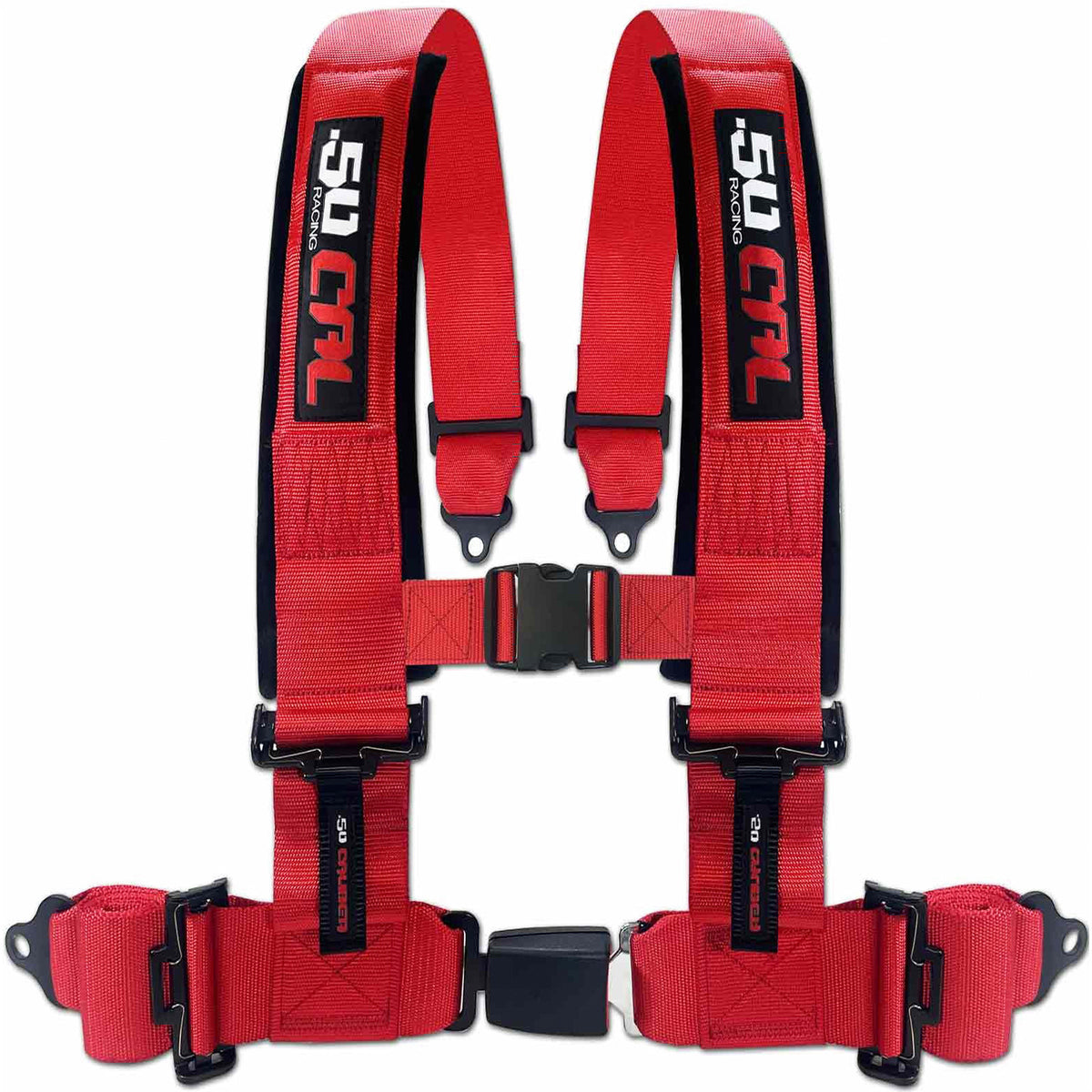 Rage Red | Red | 50 Caliber Racing Pro Series 4-point UTV harness with Quick Lock push-button buckle in Red