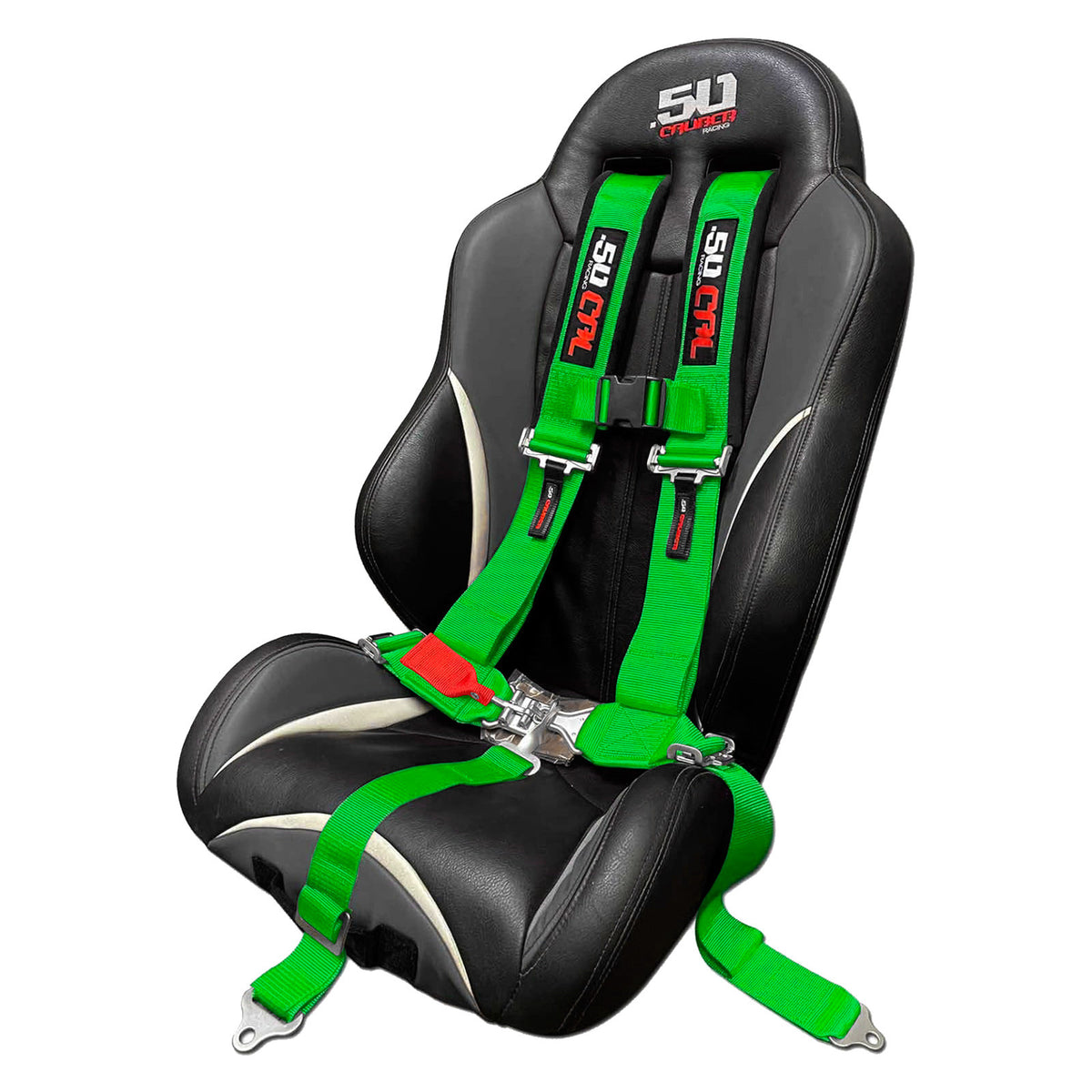 Venom Green | Green | green utv harness draped over seat showing installed position