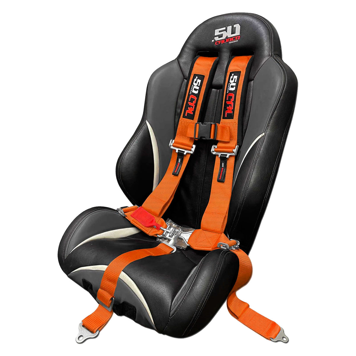 Blaze Orange | Orange | orange utv harness draped over bucket seat showing installed fitment