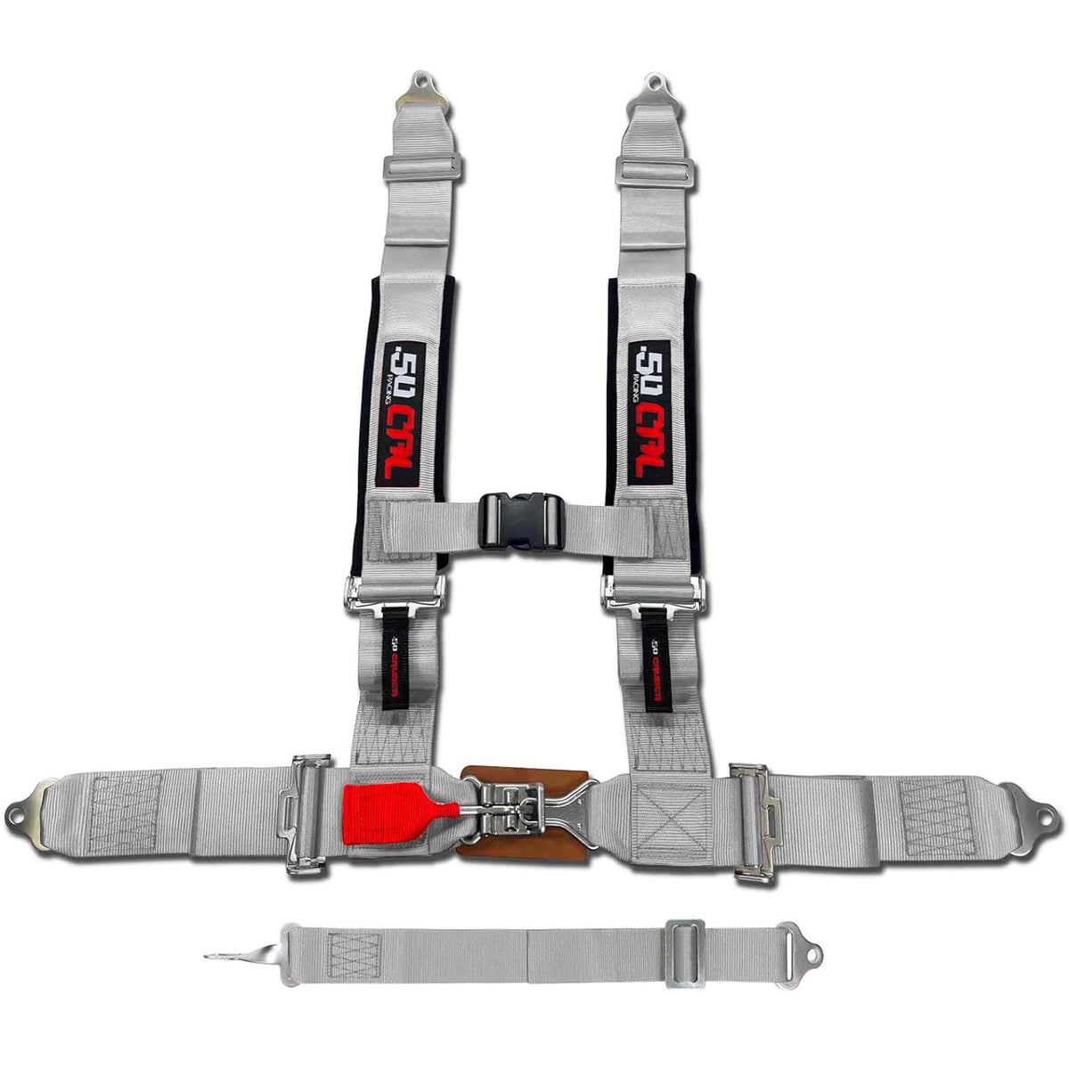 Ghost Gray | Silver | 50 caliber racing pro series 5 point utv harness laid flat premium off road construction