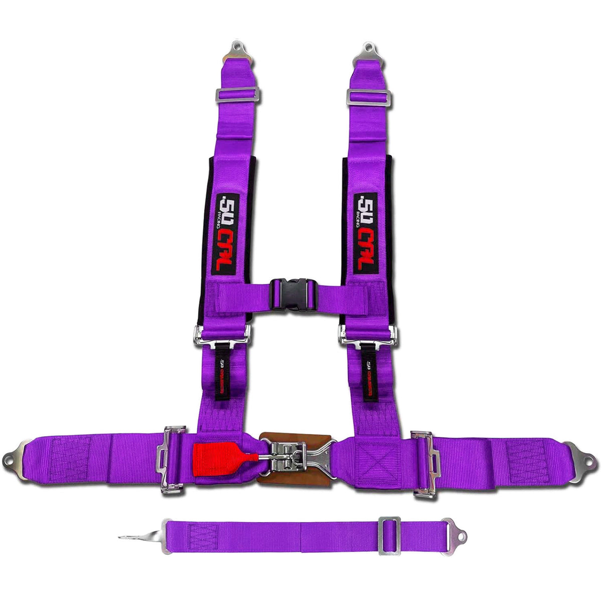 Purple | purple 5 point utv harness laid flat with hardware and padding