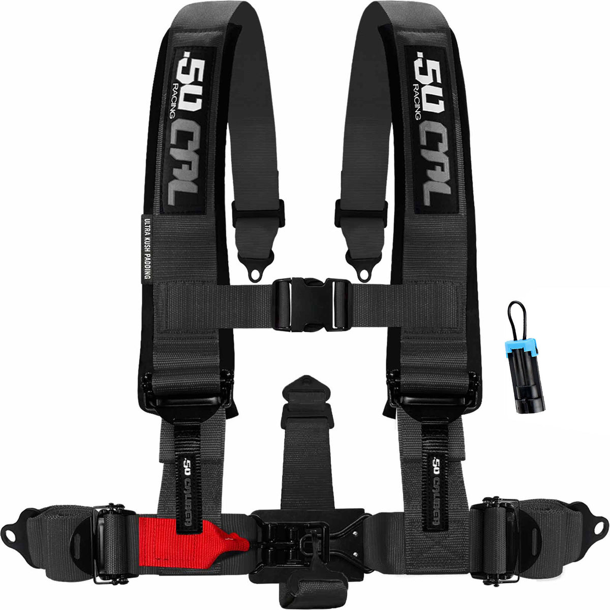 Stealth Black | 50 Caliber Racing Elite Series Stealth Black 5-Point UTV Harness for Polaris RZR & Can Am Maverick w/ Bypass Plug