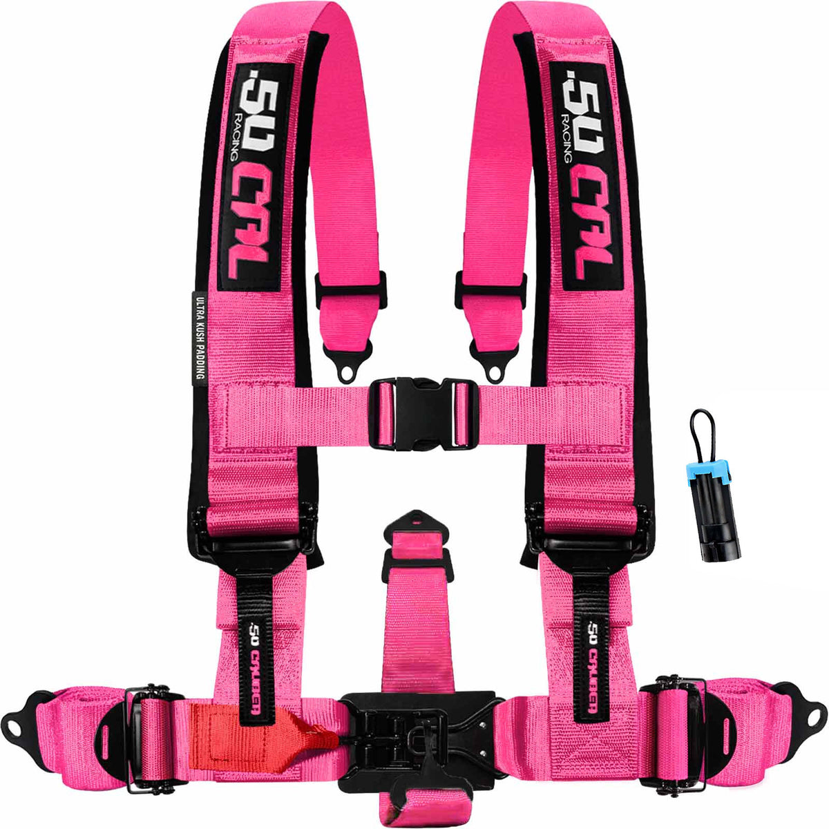 Nitro Pink | 50 Caliber Racing Elite Series Nitro Pink 5-Point UTV Harness for Polaris RZR & Can Am Maverick w/ Bypass Plug