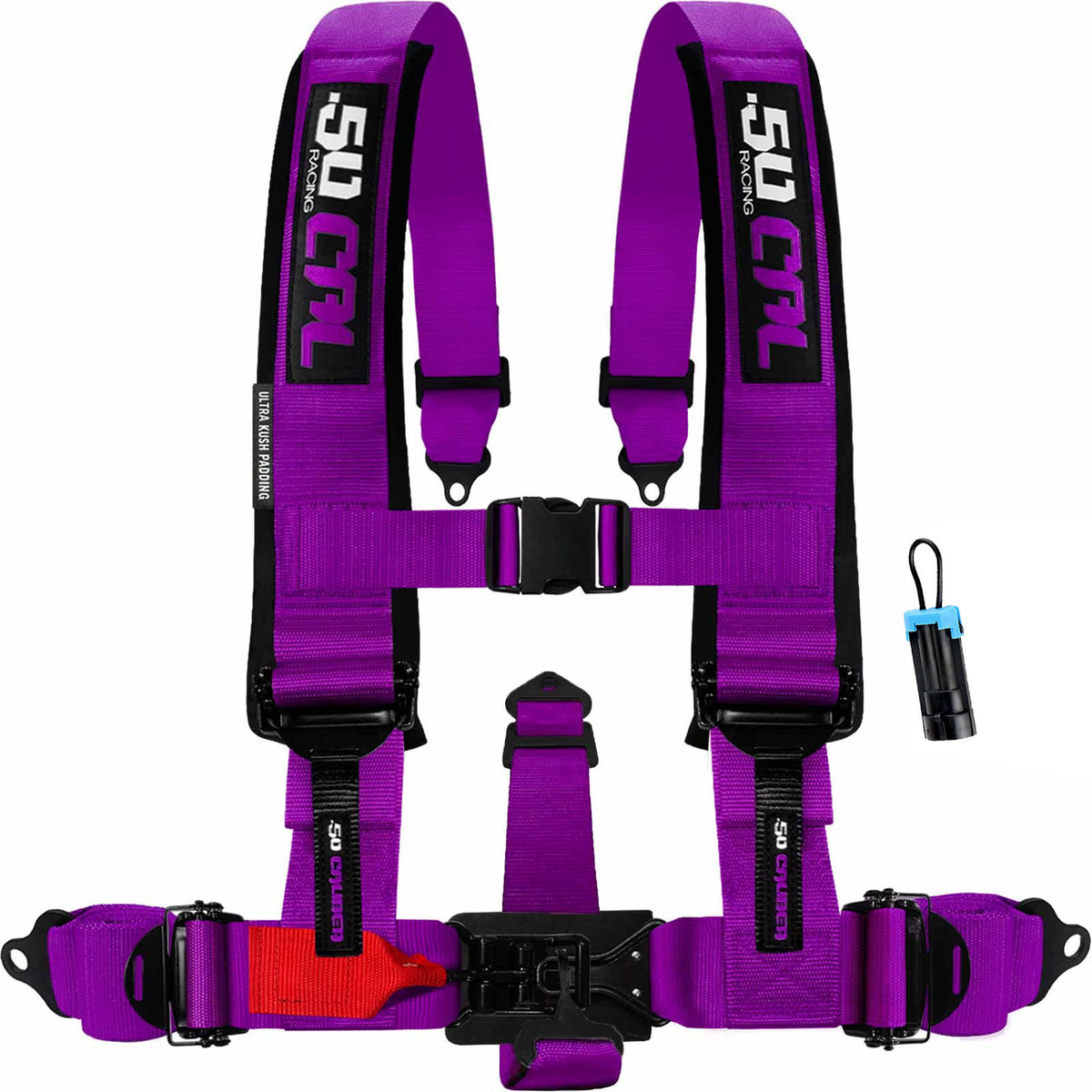 Violent Purple | 50 Caliber Racing Elite Series Violent Purple 5-Point UTV Harness for Polaris RZR & Can Am Maverick w/ Bypass Plug