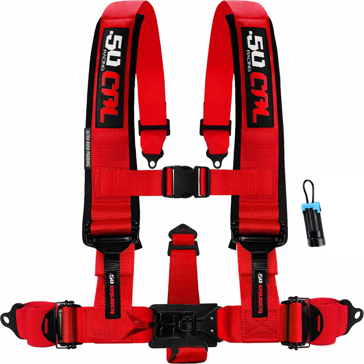 Rage Red | 50 Caliber Racing Elite Series Rage Red 5-Point UTV Harness for Polaris RZR & Can Am Maverick w/ Bypass Plug