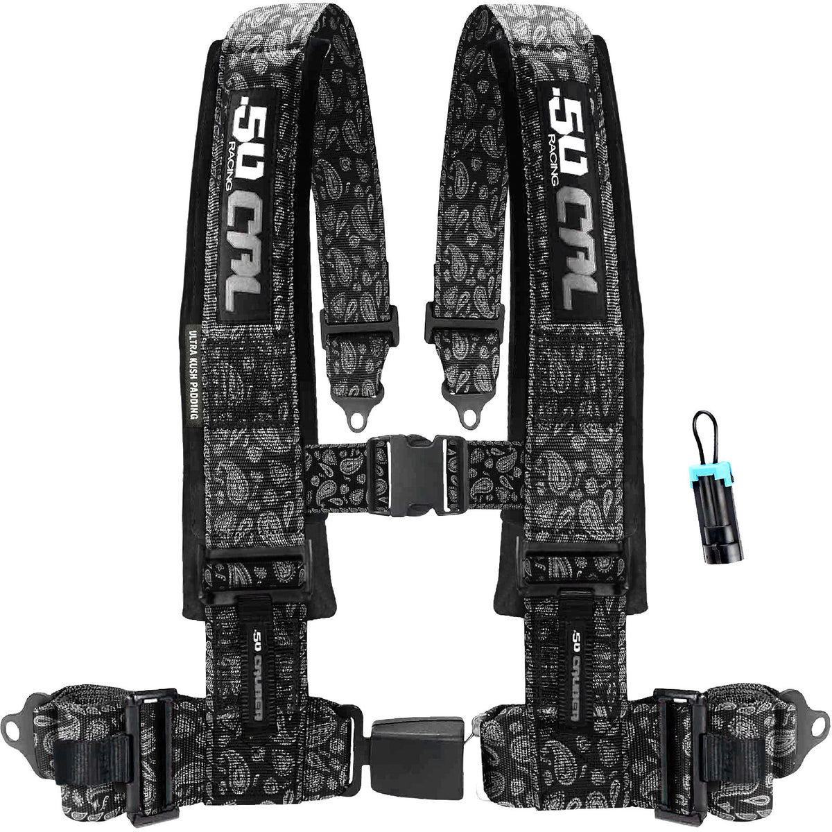 Black Bandana | 50 Caliber Racing Elite Series Black Bandana 4 point Harness w/ Bypass Plug for Polaris and Can-Am UTVs