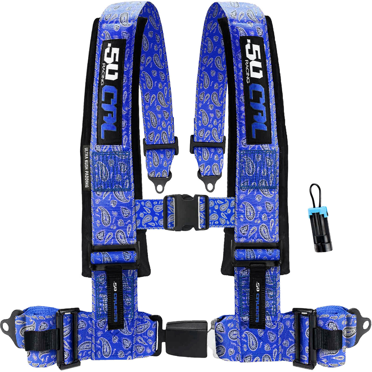 Blue Bandana | 50 Caliber Racing Elite Series Blue Bandana 4 point Harness w/ Bypass Plug for Polaris and Can-Am UTVs