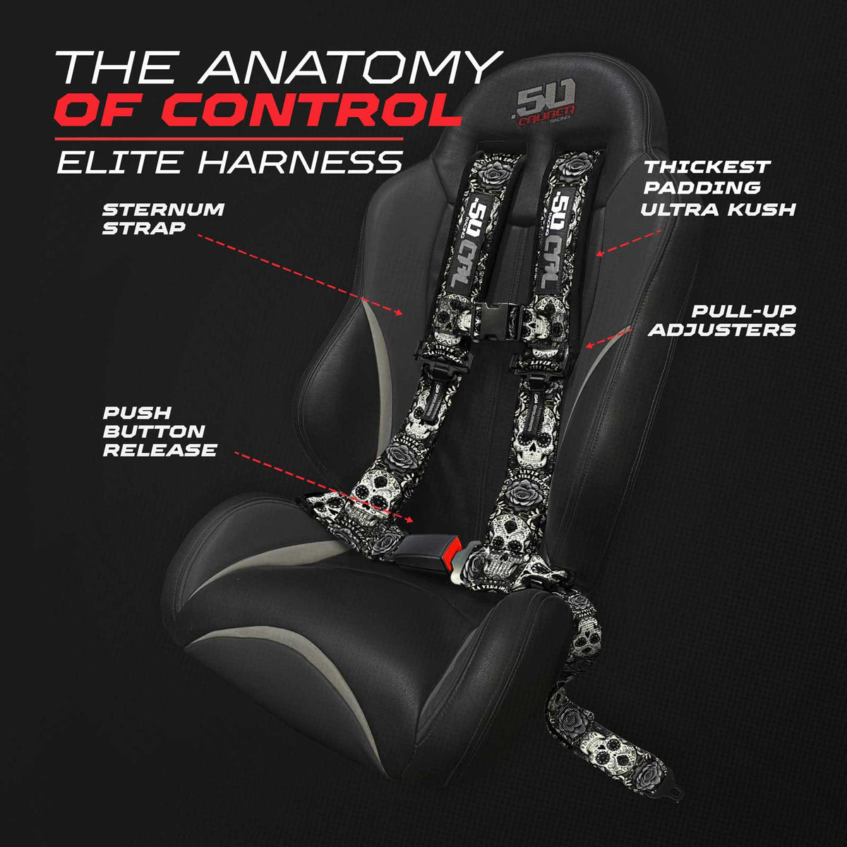 Black Sugar Skull | Elite Series Black Sugar Skull UTV harness anatomy of control premium off road safety design