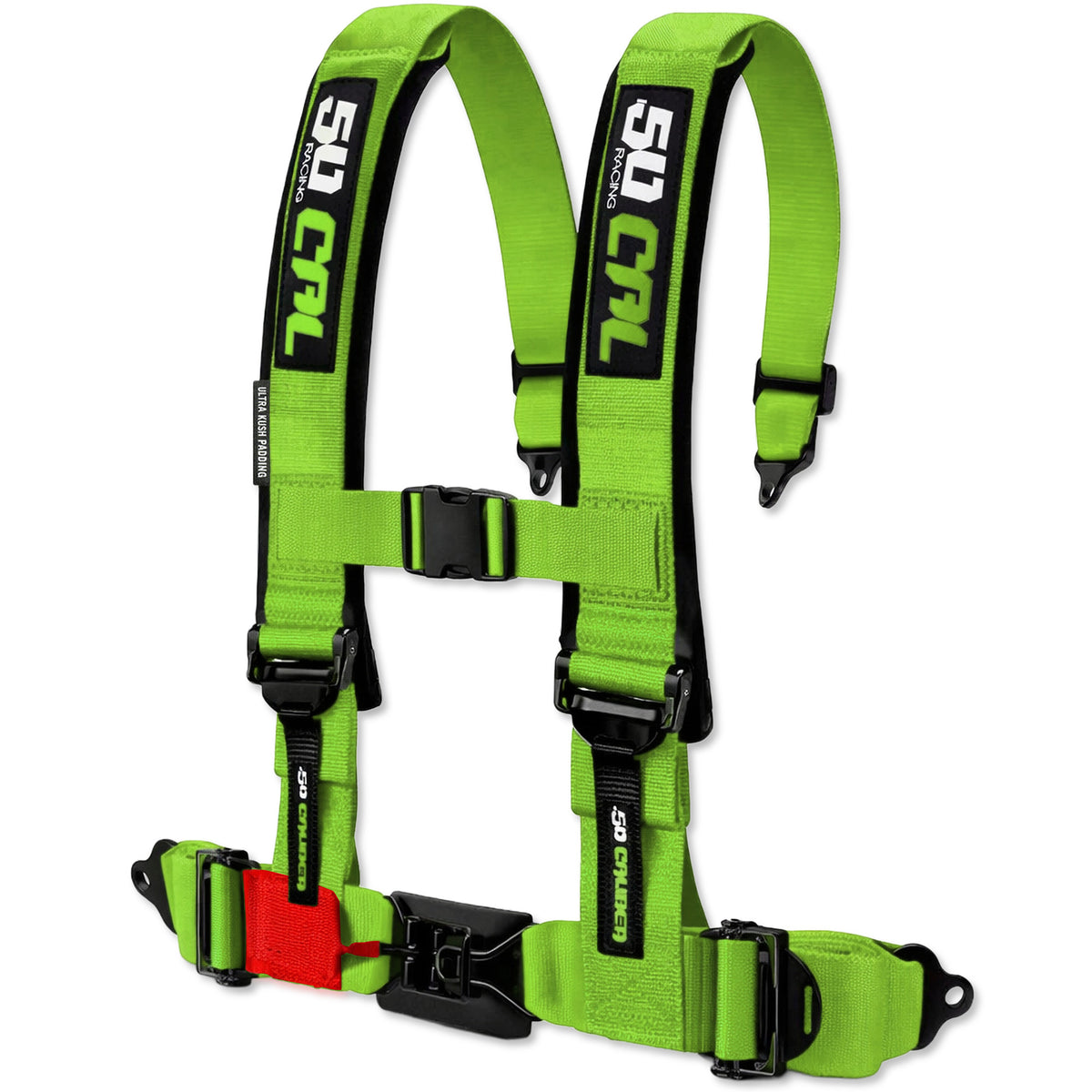 Toxic Lime | 50 Caliber Racing Elite Series Race Latch 4-point UTV harness Toxic Lime angled view