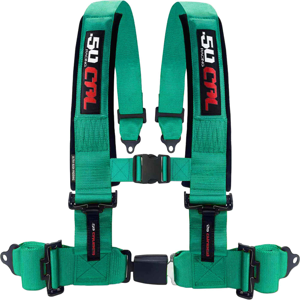 Tidal Teal | Teal | 50 Caliber Racing Pro Series 4-point UTV harness quick lock push button buckle teal angled view