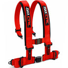 Rage Red | Red | 50 Caliber Racing Pro Series 4-point UTV harness quick lock push button buckle red angled view