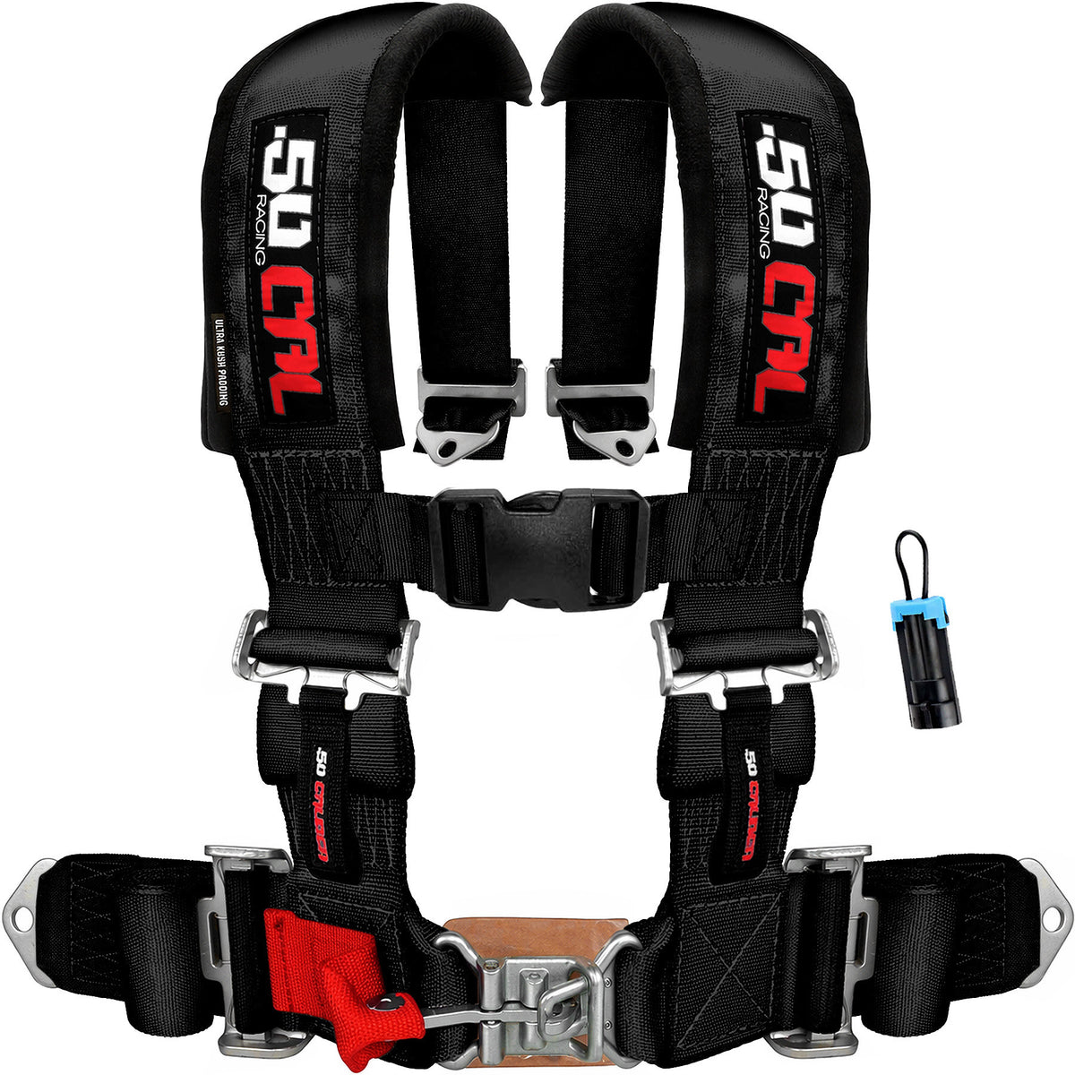 Stealth Black | 50 Caliber Racing Black 2" & 3" 4-Point UTV Harness for Polaris RZR / Can-am Maverick X3 w/ Bypass Plug