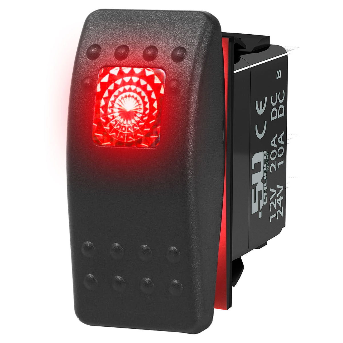 Red | 50 Caliber Racing ON/OFF Waterproof Rocker Switch Red LED Backlight