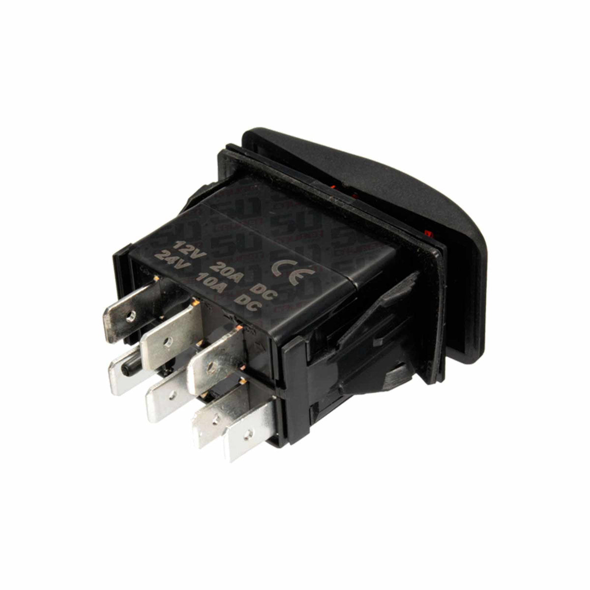 12V On/Off/On Rocker Switch Marine Grade LED Backlit In Many Colors | 50 Caliber Racing Rocker Switch Rear View – Pin Layout and Terminal Connections for UTV Wiring