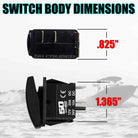 Rear Lights - 12V On/Off Rocker Switch - Sexy Design | Waterproof rocker switch dimensions and cutout measurements for “Rear Lights” design – carling style fitment for utv, atv, and m