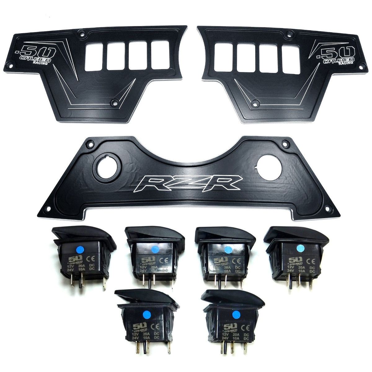 Black | RZR Billet Dash Switch Panel Kit 8 Hole