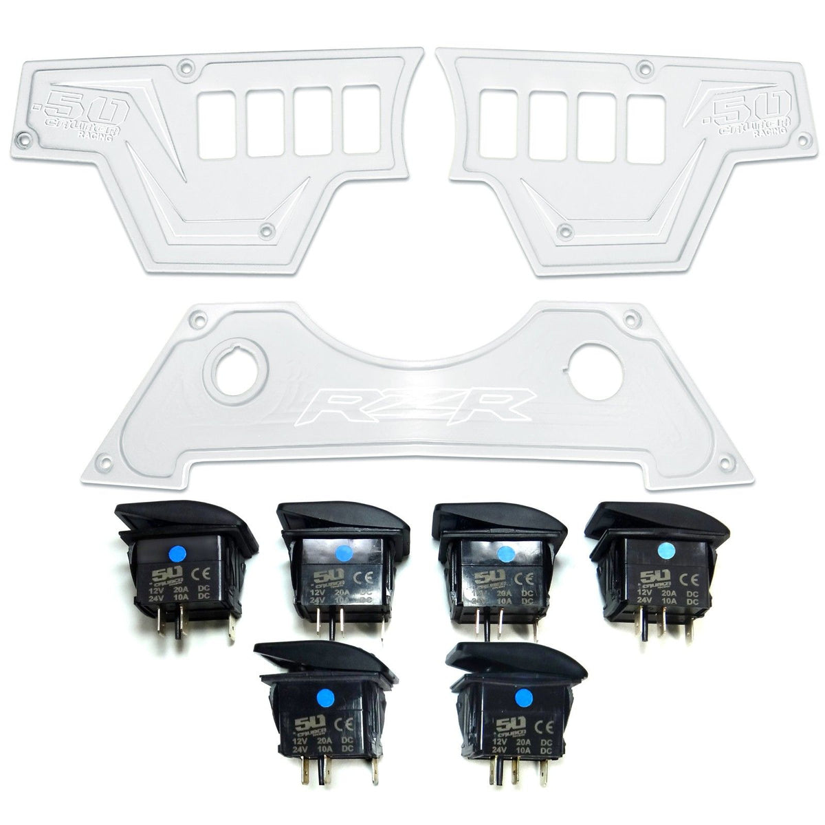 White | RZR Billet Dash Switch Panel Kit 8 Hole