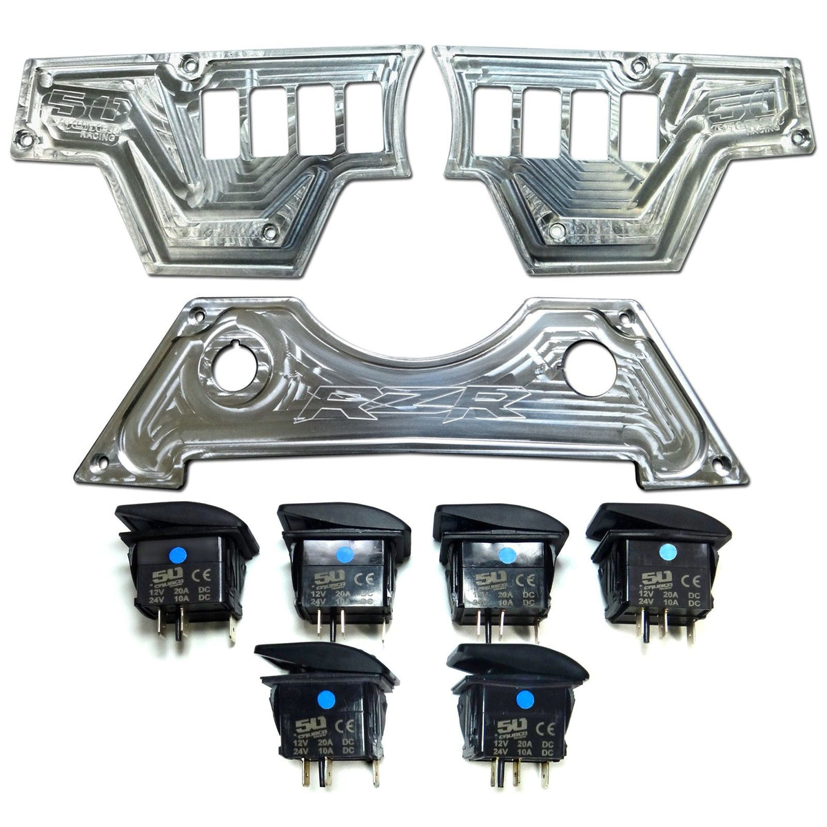 Raw Silver | RZR Billet Dash Switch Panel Kit 8 Hole