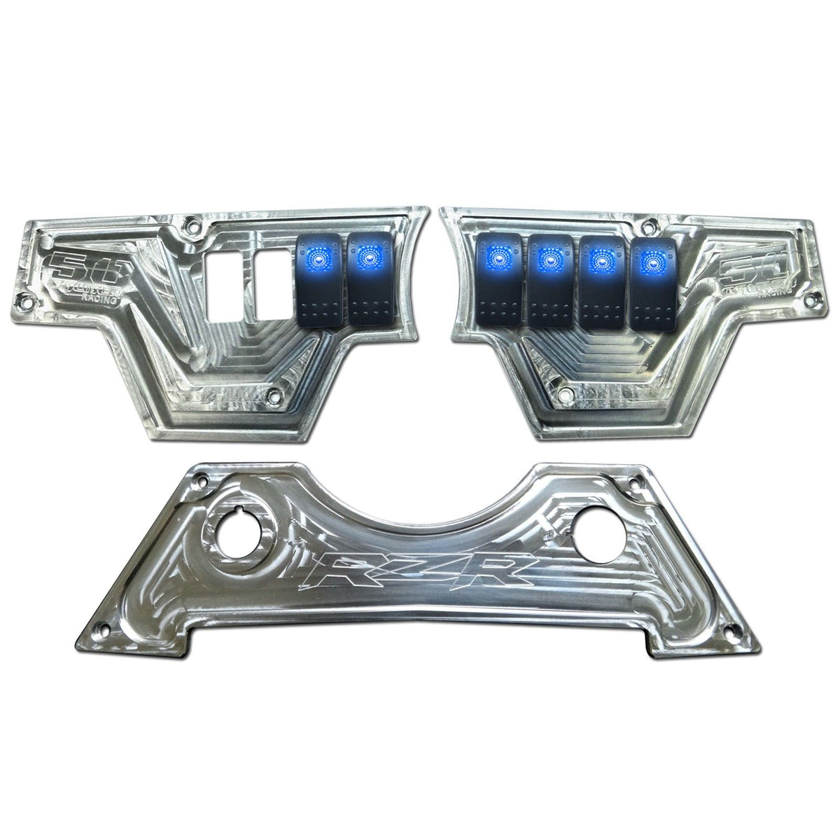 Raw Silver | RZR Billet Dash Switch Panel Kit 8 Hole
