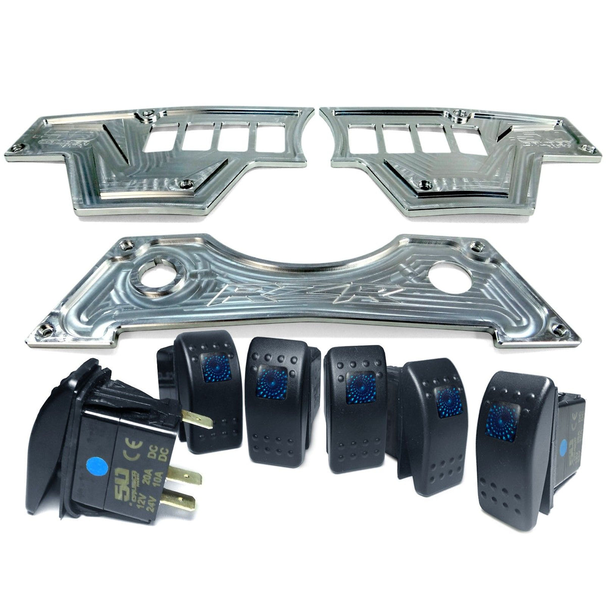 Raw Silver | RZR Billet Dash Switch Panel Kit 8 Hole