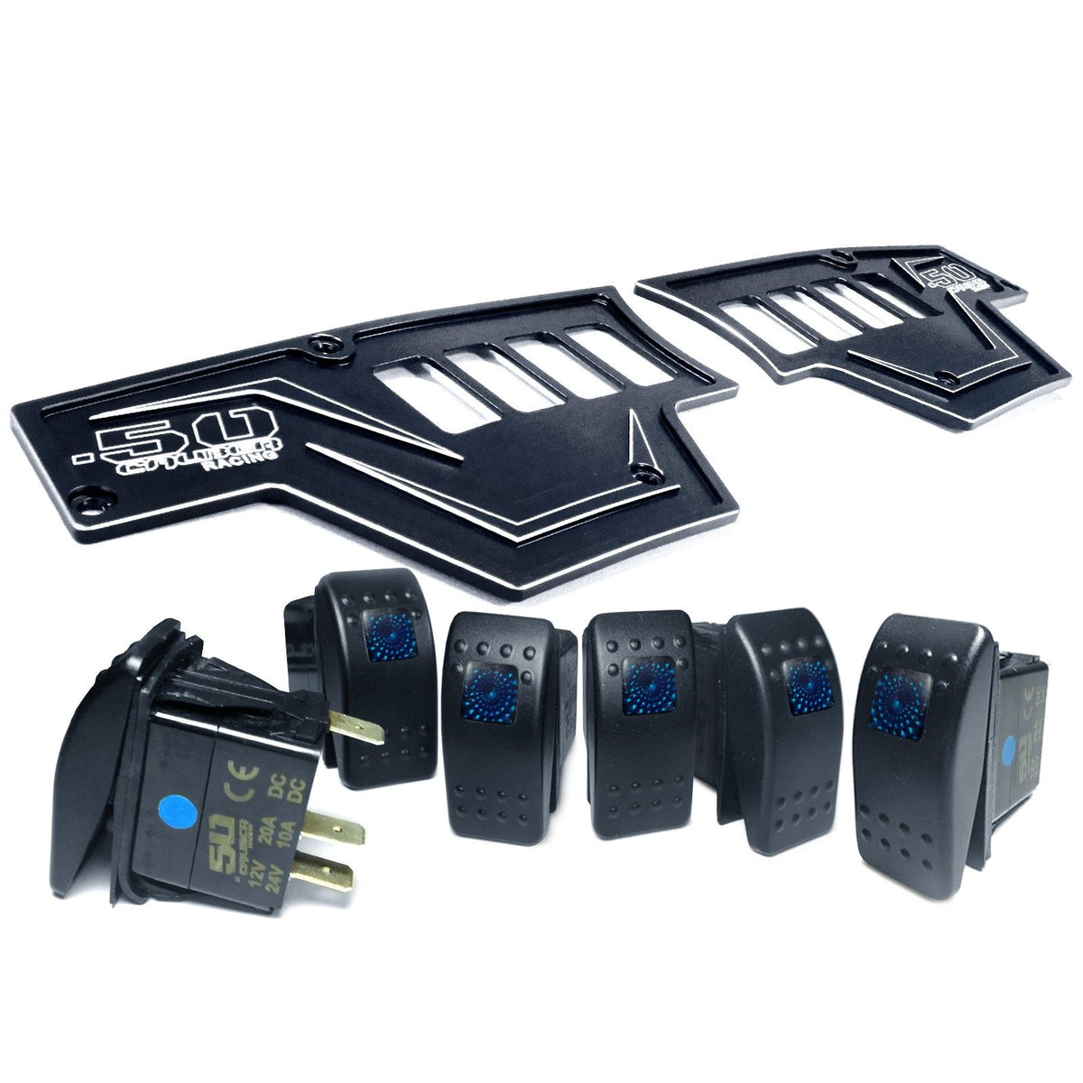 Black | RZR Billet Dash Switch Panel Kit 8 Hole