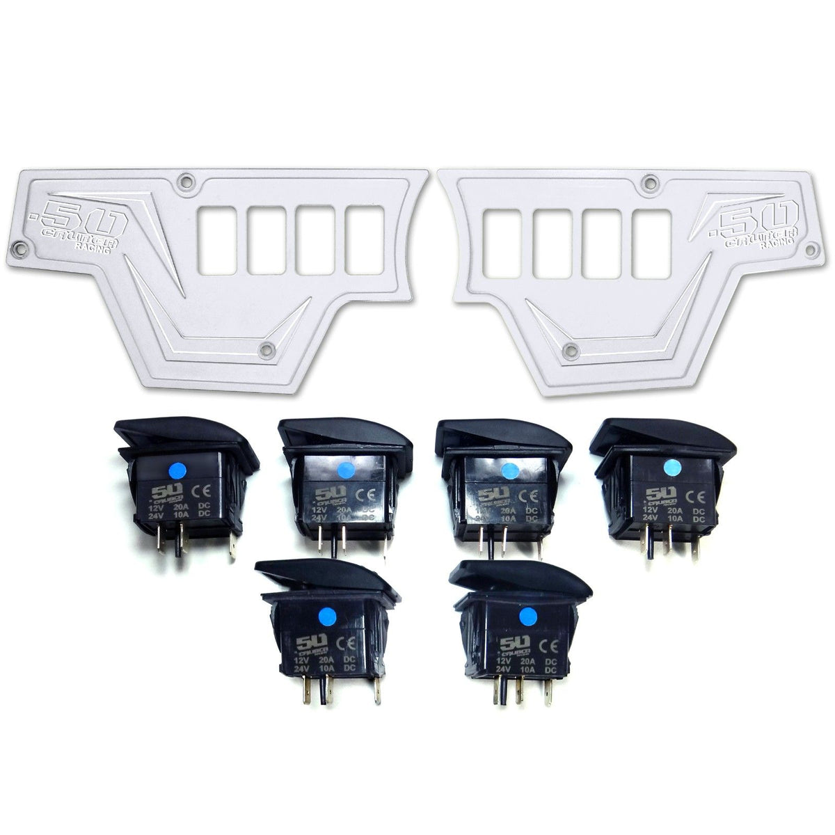 White | RZR Billet Dash Switch Panel Kit 8 Hole