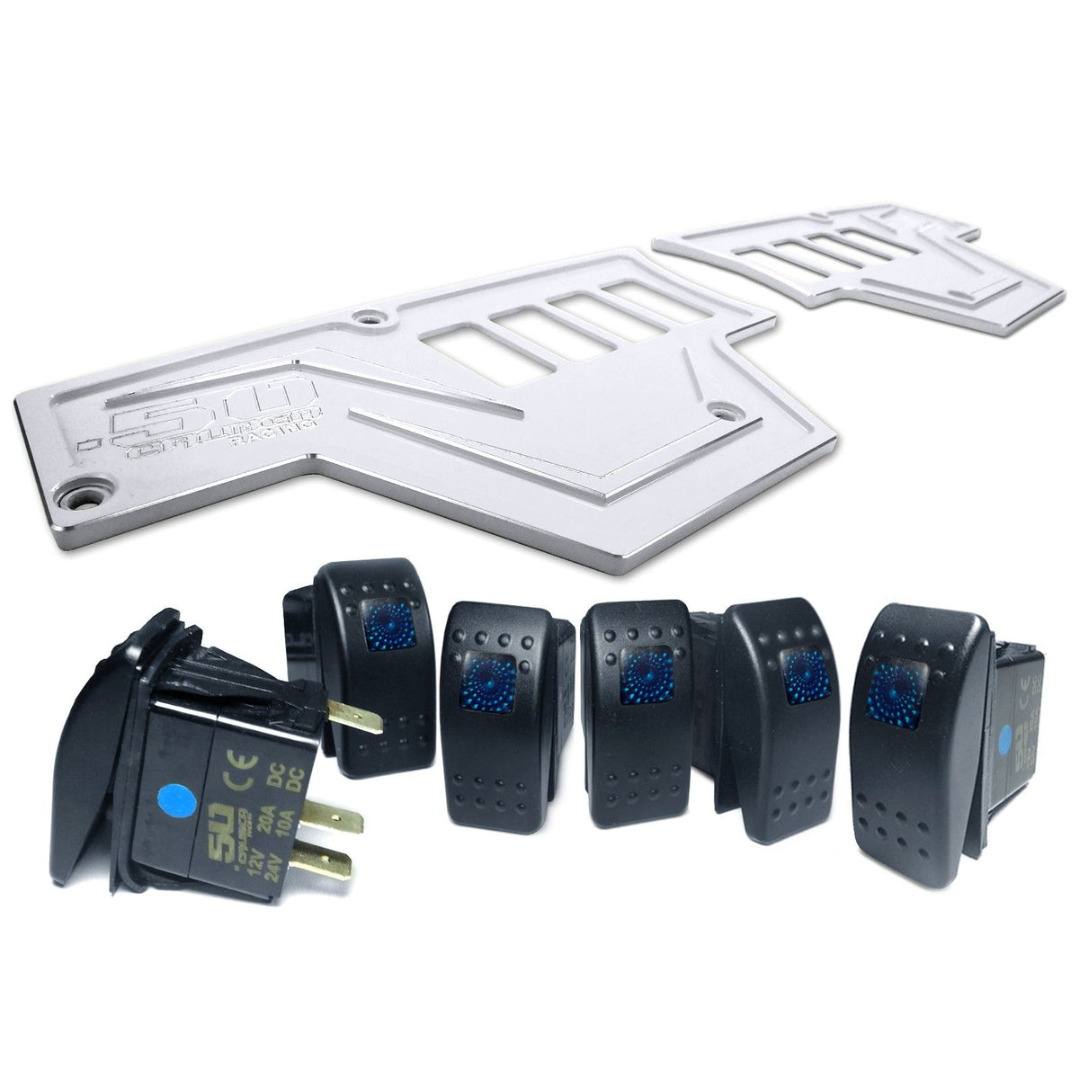 White | RZR Billet Dash Switch Panel Kit 8 Hole