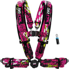 Checkered Chaos Pink | 50 Cal 4-Point UTV Harness Elite Camlock with Bypass for Can-Am or Polaris UTVs
